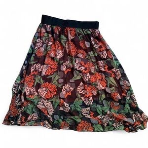 LuLaRoe A-Line Skirt with Red and Green Floral Design | Size M